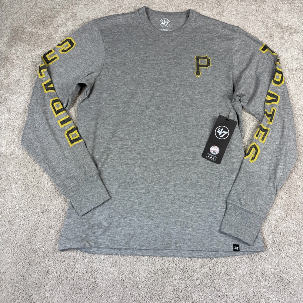Pittsburgh Pirates ‘47 Brand Slate Gray Medium Long‎ Sleeve T Shirt Baseball NWT